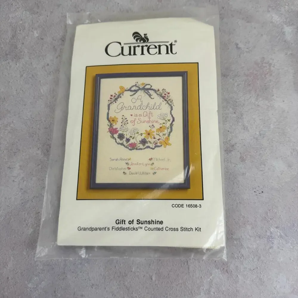 Fiddlesticks Counted Cross Stitch Kit from Current Grandparent Floral Wreath NEW